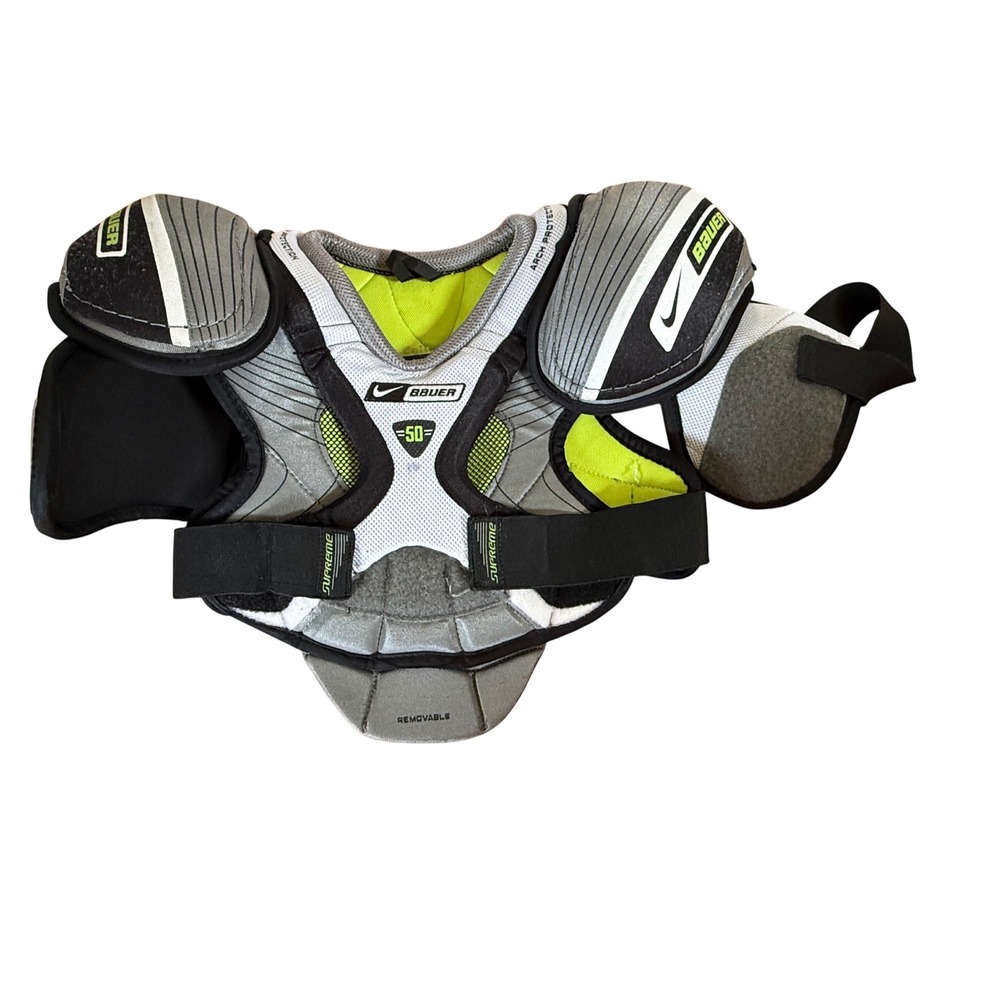 Nike Bauer Supreme One50 Junior Hockey Shoulder Pads Size Medium Gray Neon